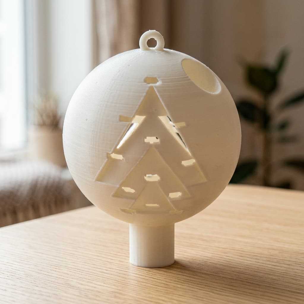 Bola de Navidad con árbol y luna